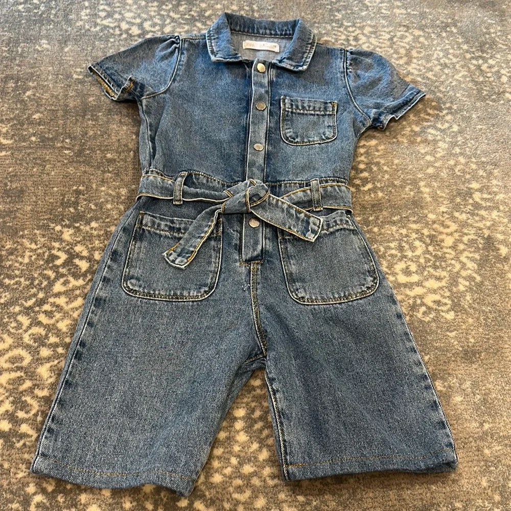 ZARA DENIM JUMPSUIT WITH SHORTS ( ROMPER)